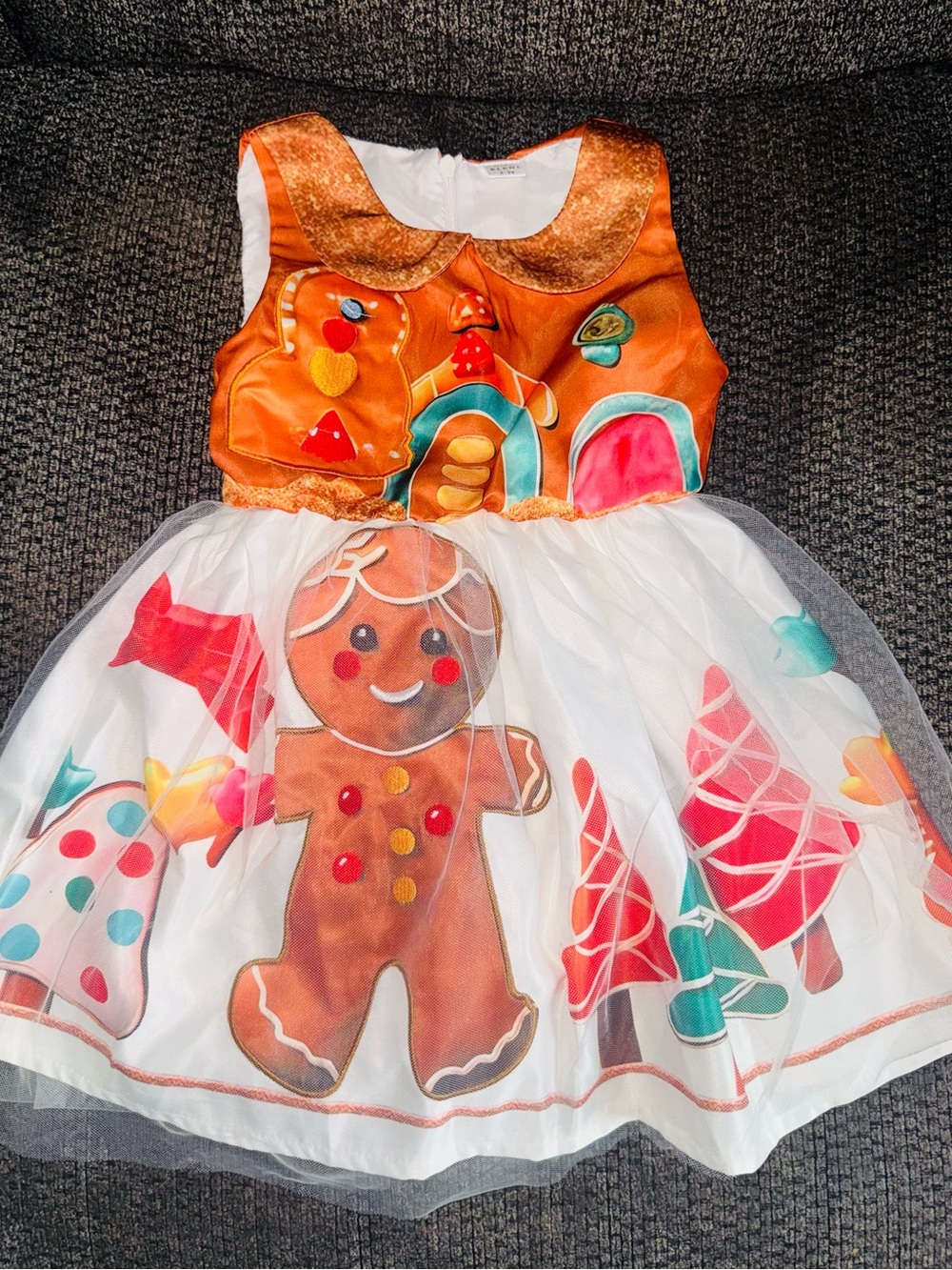 Mini Berni Gingerbread Christmas Tulle Dress Girls 2-3Y Holiday